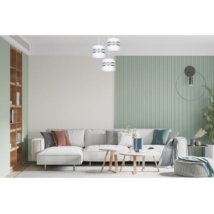 Lestenec na vrvici CORAL 3xE27/60W/230V bela/mat krom pr. 45 cm