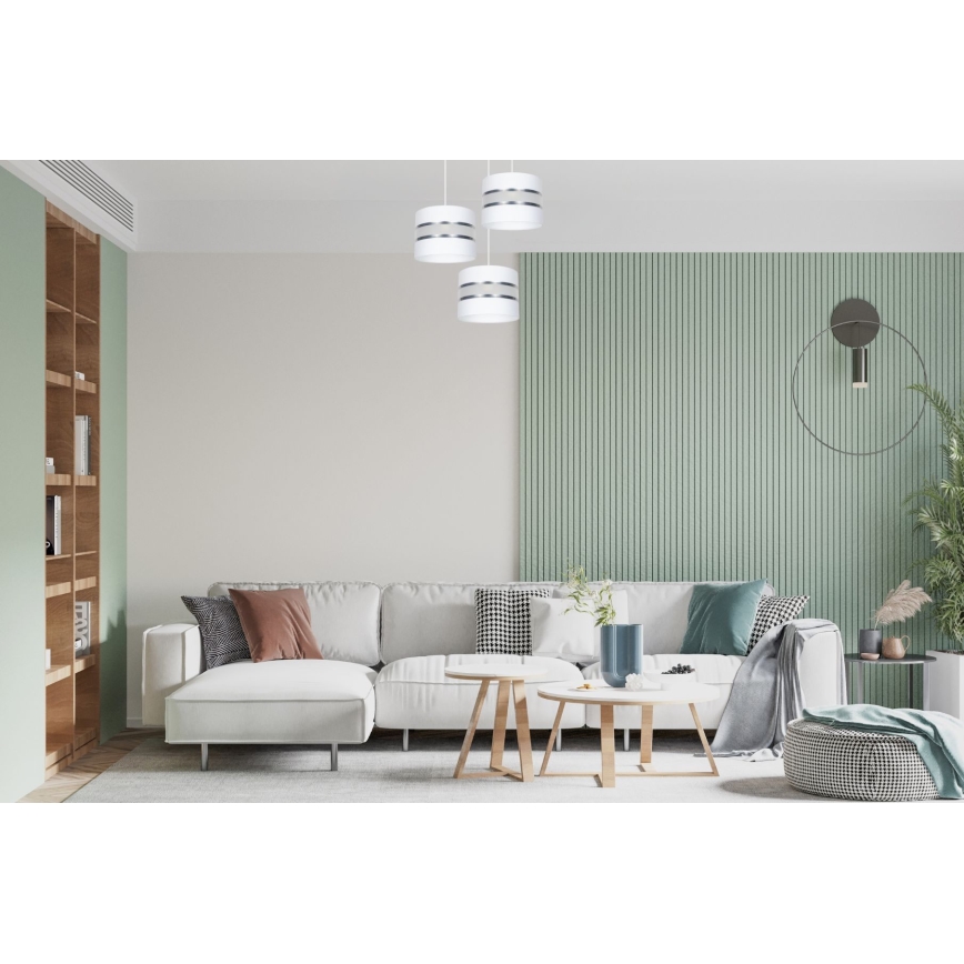 Lestenec na vrvici CORAL 3xE27/60W/230V bela/mat krom pr. 45 cm