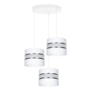 Lestenec na vrvici CORAL 3xE27/60W/230V bela/mat krom pr. 45 cm