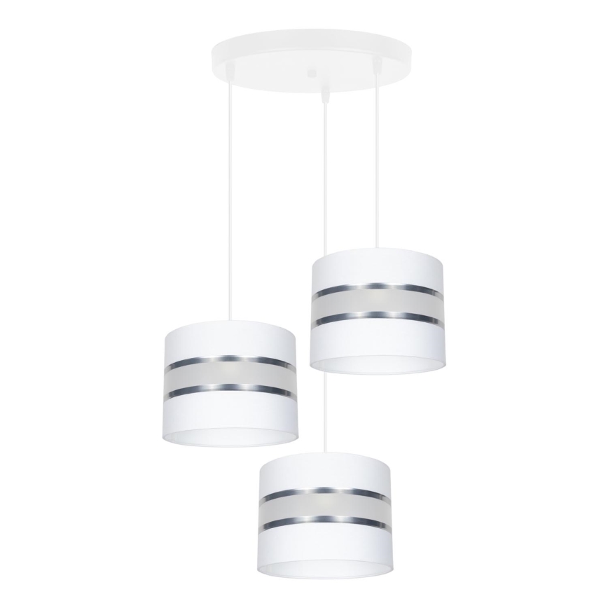 Lestenec na vrvici CORAL 3xE27/60W/230V bela/mat krom pr. 45 cm