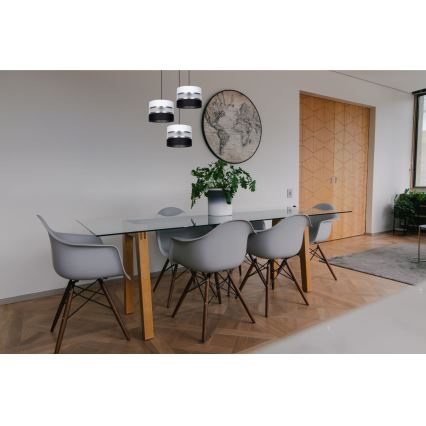 Lestenec na vrvici CORAL 3xE27/60W/230V črna/bela/mat krom pr. 45 cm