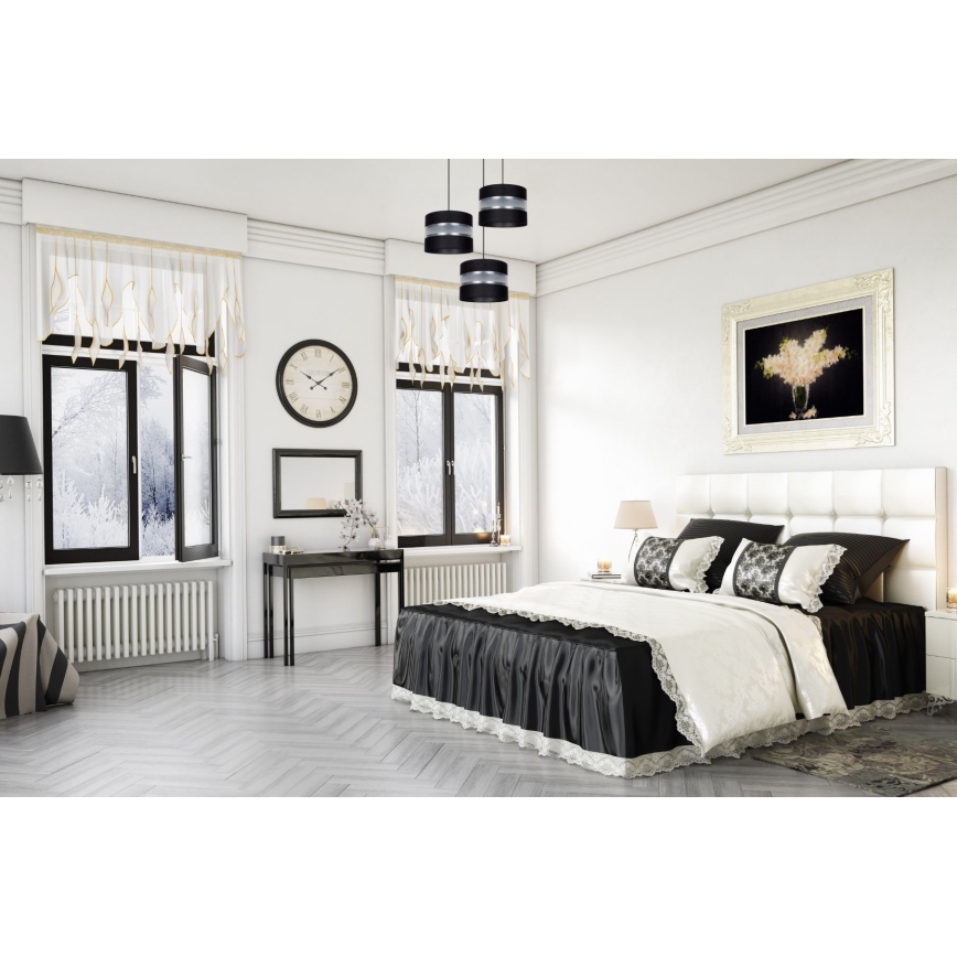 Lestenec na vrvici CORAL 3xE27/60W/230V črna/mat krom pr. 45 cm