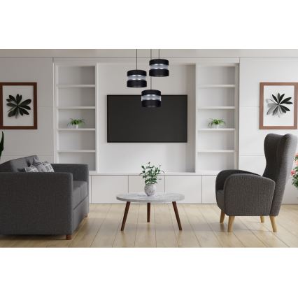Lestenec na vrvici CORAL 3xE27/60W/230V črna/mat krom pr. 45 cm