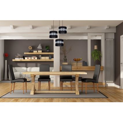 Lestenec na vrvici CORAL 3xE27/60W/230V črna/mat krom pr. 45 cm