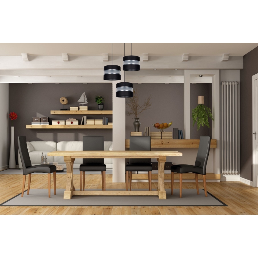 Lestenec na vrvici CORAL 3xE27/60W/230V črna/mat krom pr. 45 cm
