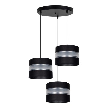 Lestenec na vrvici CORAL 3xE27/60W/230V črna/mat krom pr. 45 cm