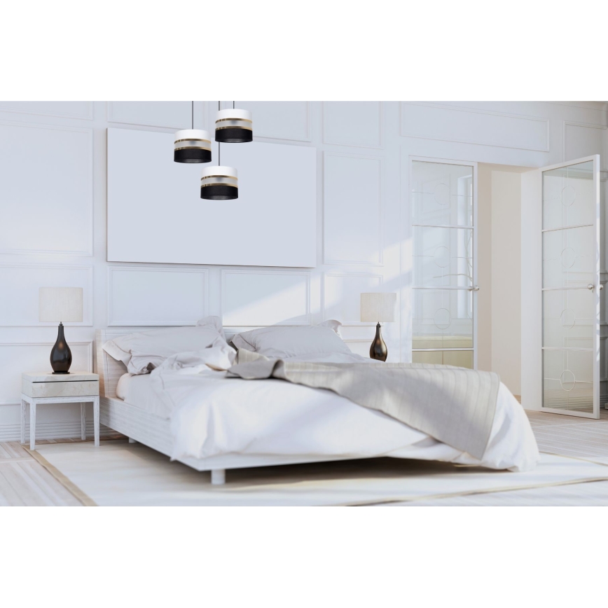 Lestenec na vrvici CORAL 3xE27/60W/230V črno/bela