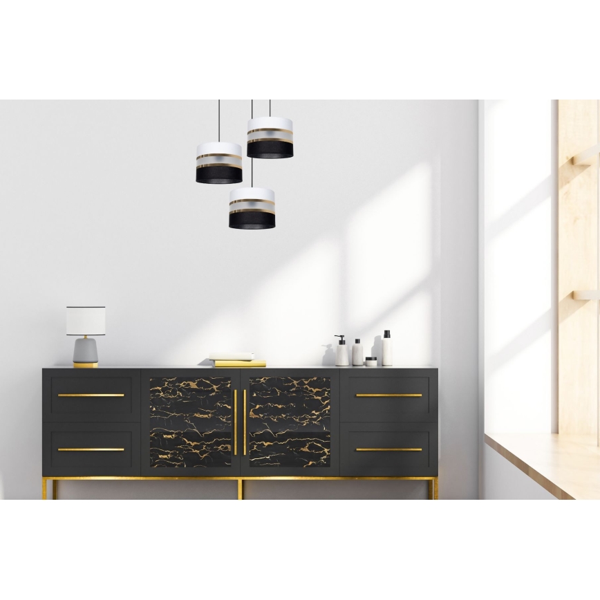 Lestenec na vrvici CORAL 3xE27/60W/230V črno/bela