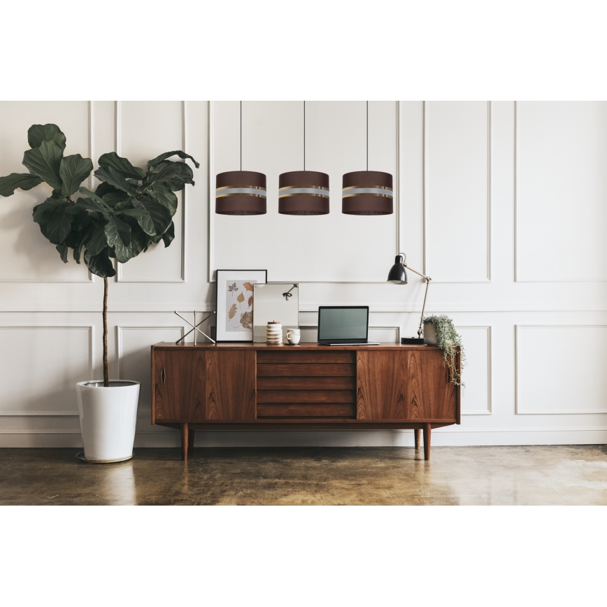Lestenec na vrvici CORAL 3xE27/60W/230V rjava