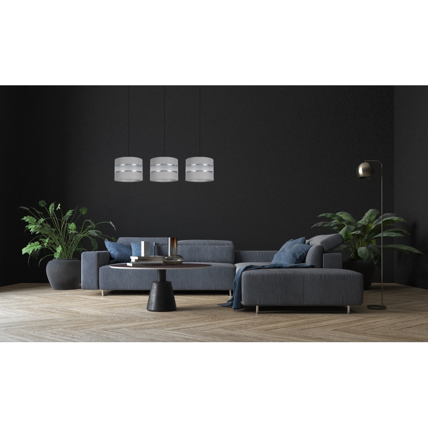 Lestenec na vrvici CORAL 3xE27/60W/230V siva