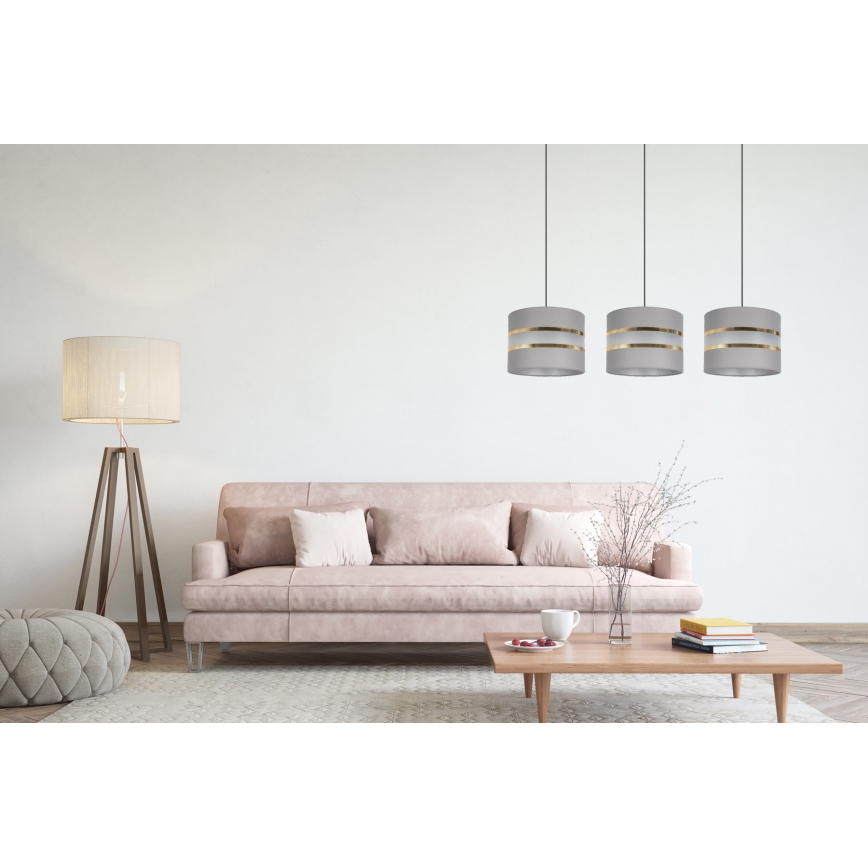 Lestenec na vrvici CORAL 3xE27/60W/230V siva
