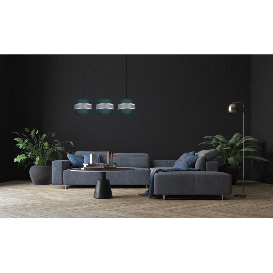 Lestenec na vrvici CORAL 3xE27/60W/230V zelena