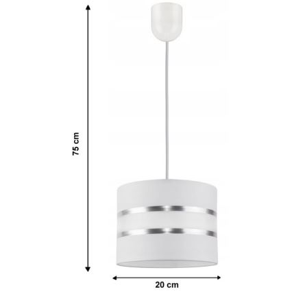 Lestenec na vrvici CORAL S 1xE27/60W/230V bela