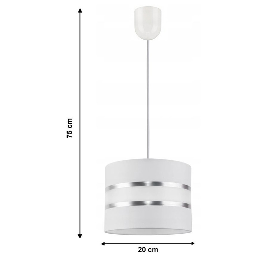 Lestenec na vrvici CORAL S 1xE27/60W/230V bela