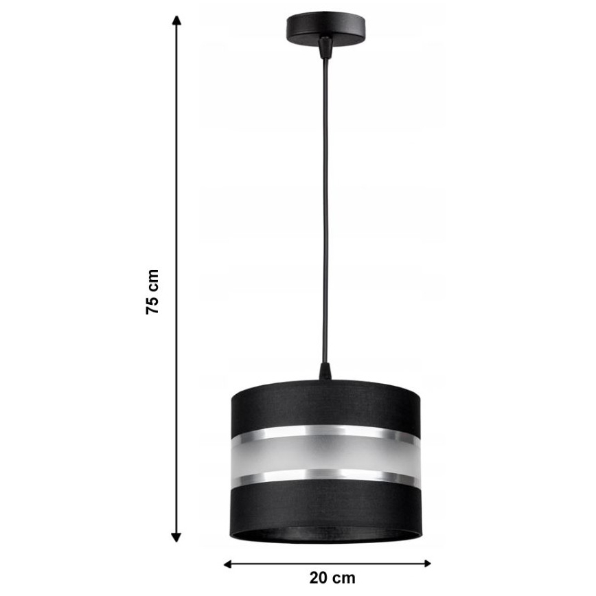 Lestenec na vrvici CORAL S 1xE27/60W/230V črna