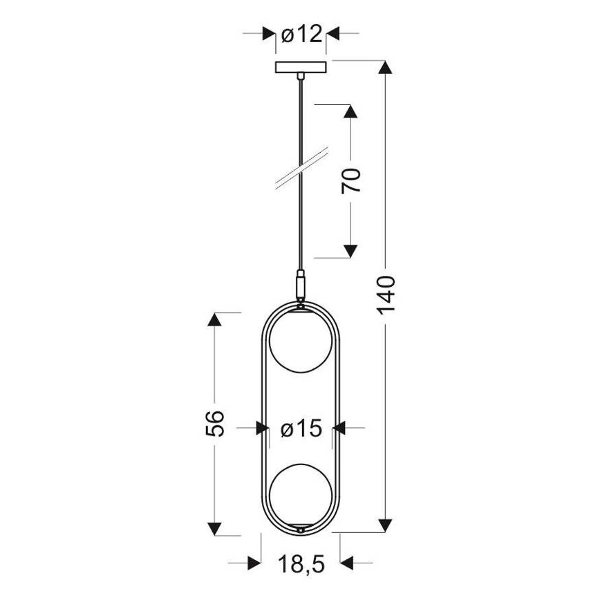 Lestenec na vrvici CORDEL 2xG9/28W/230V sijajni krom