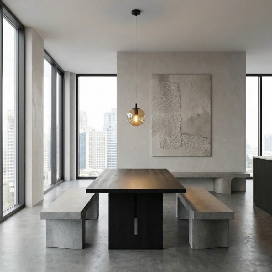 Lestenec na vrvici COSMO 1xE14/10W/230V pr. 14 cm črna/bež