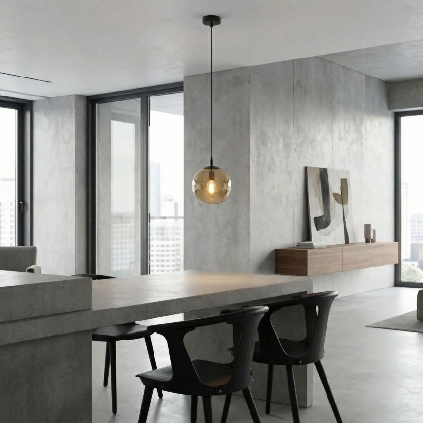 Lestenec na vrvici COSMO 1xE14/10W/230V pr. 14 cm črna/bež