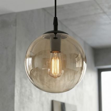 Lestenec na vrvici COSMO 1xE14/10W/230V pr. 14 cm črna/bež