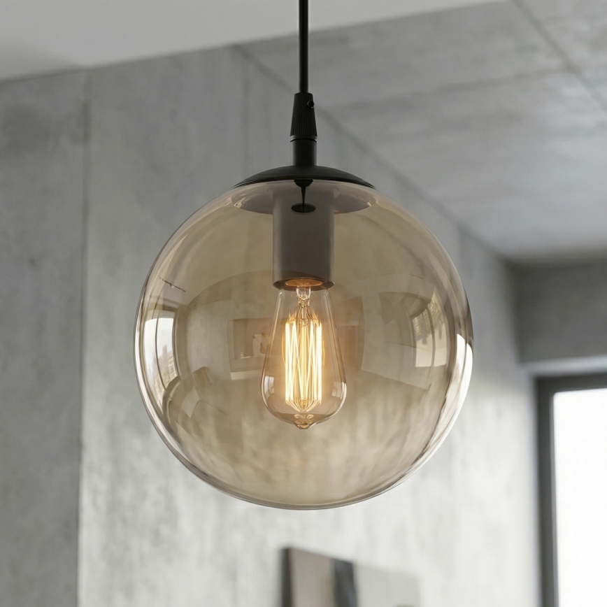 Lestenec na vrvici COSMO 1xE14/10W/230V pr. 14 cm črna/bež