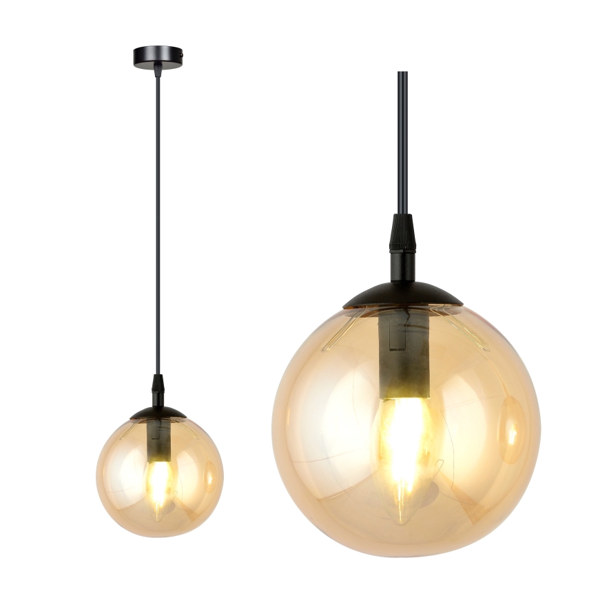 Lestenec na vrvici COSMO 1xE14/10W/230V pr. 14 cm črna/bež
