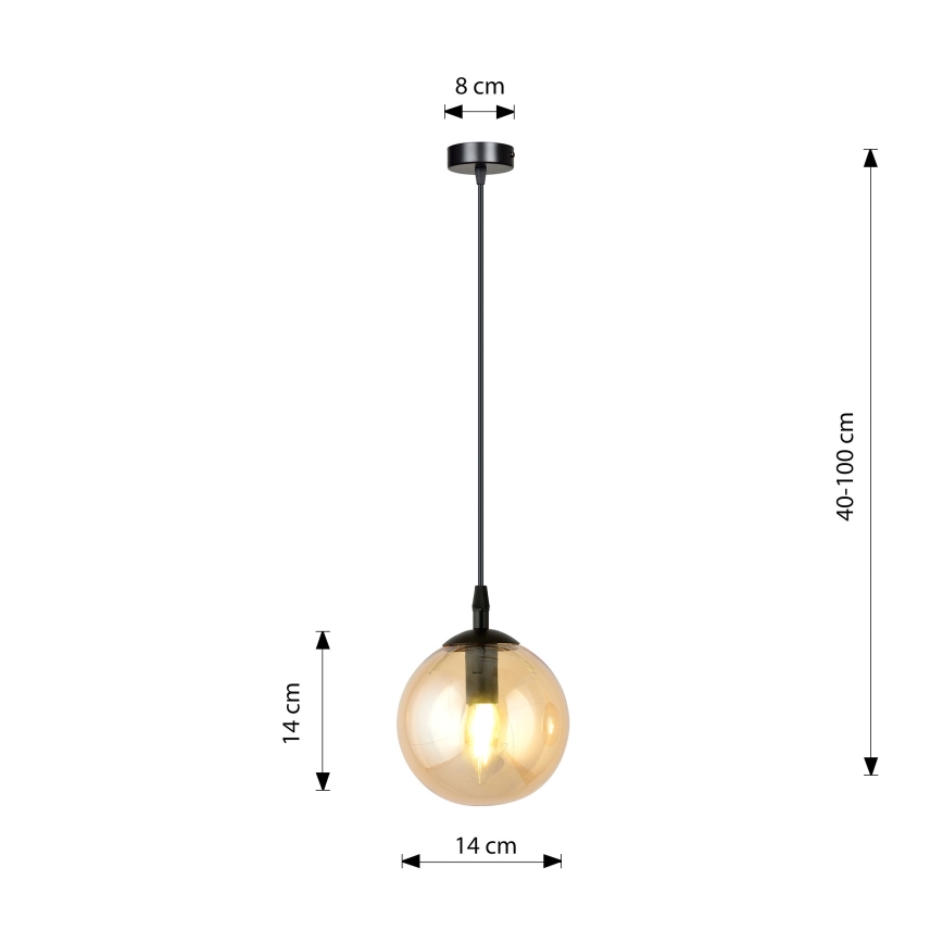 Lestenec na vrvici COSMO 1xE14/10W/230V pr. 14 cm črna/bež