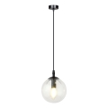 Lestenec na vrvici COSMO 1xE14/10W/230V pr. 14 cm črna/prozorna