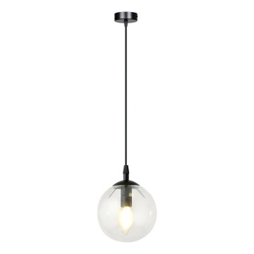 Lestenec na vrvici COSMO 1xE14/10W/230V pr. 14 cm črna/prozorna