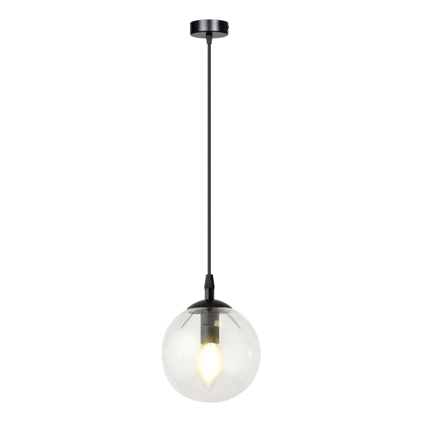 Lestenec na vrvici COSMO 1xE14/10W/230V pr. 14 cm črna/prozorna