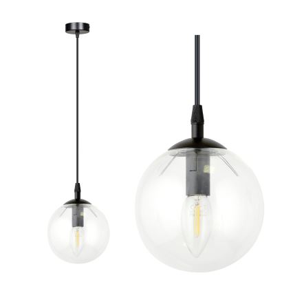 Lestenec na vrvici COSMO 1xE14/10W/230V pr. 14 cm črna/prozorna