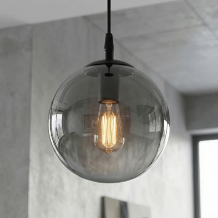 Lestenec na vrvici COSMO 1xE14/10W/230V pr. 14 cm črna/siva