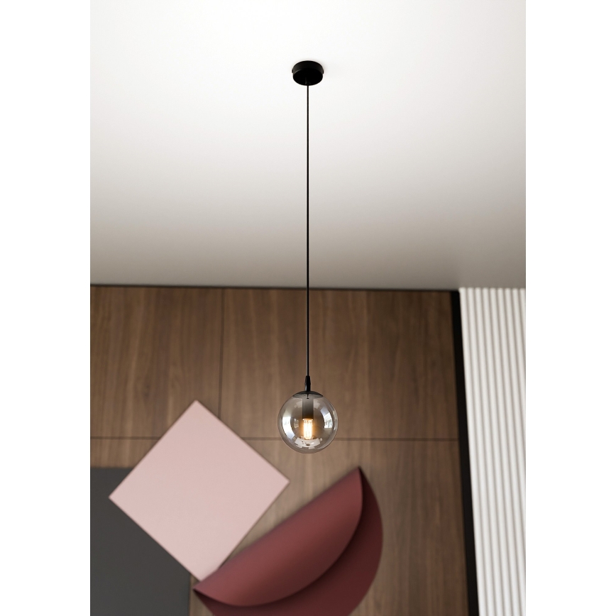 Lestenec na vrvici COSMO 1xE14/10W/230V pr. 14 cm črna/siva