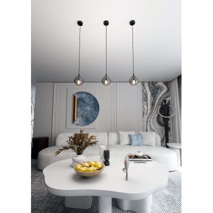 Lestenec na vrvici COSMO 1xE14/10W/230V pr. 14 cm črna/siva