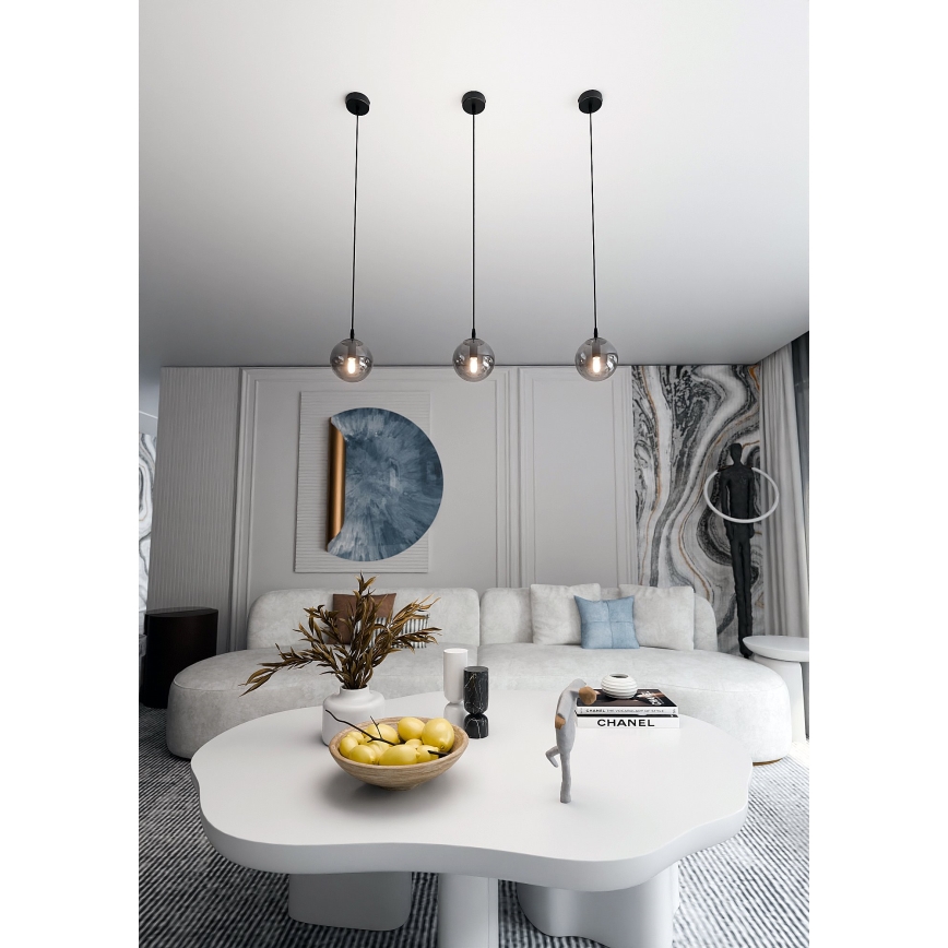 Lestenec na vrvici COSMO 1xE14/10W/230V pr. 14 cm črna/siva