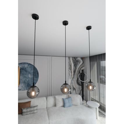 Lestenec na vrvici COSMO 1xE14/10W/230V pr. 14 cm črna/siva