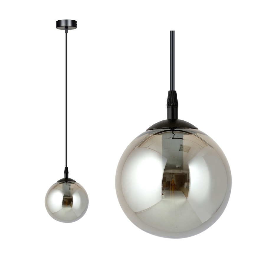 Lestenec na vrvici COSMO 1xE14/10W/230V pr. 14 cm črna/siva