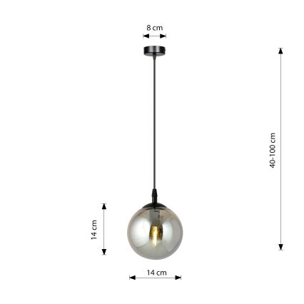 Lestenec na vrvici COSMO 1xE14/10W/230V pr. 14 cm črna/siva