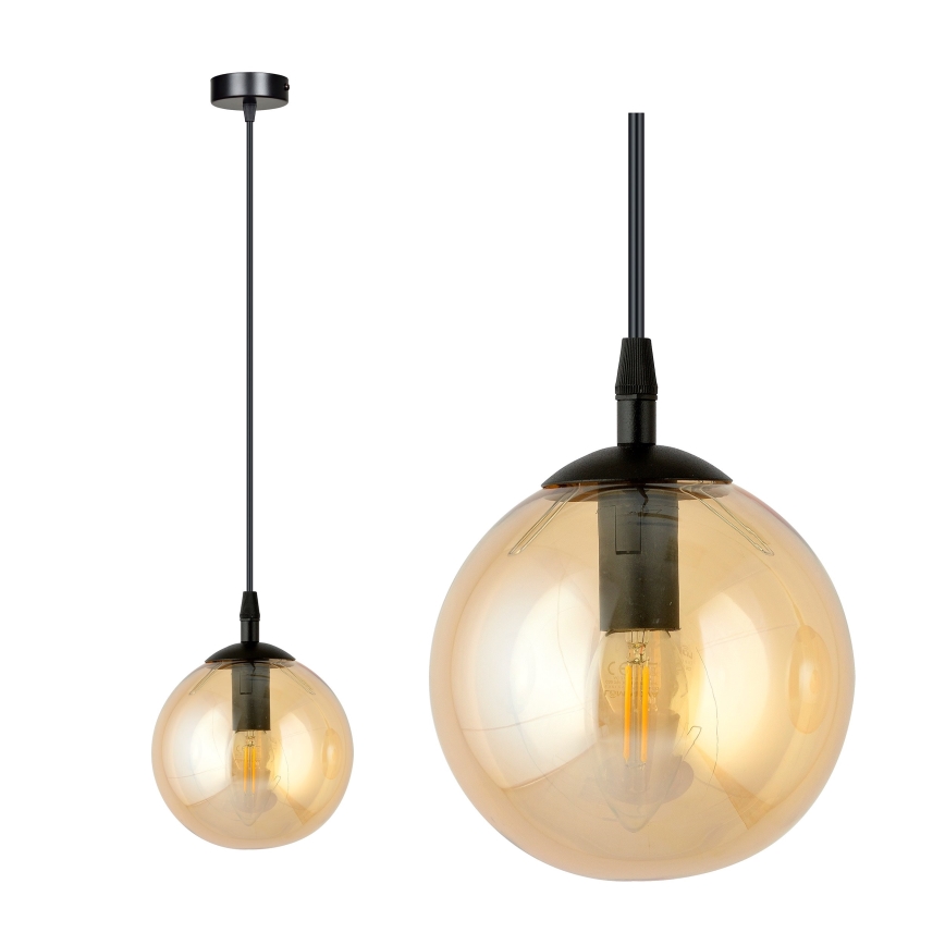 Lestenec na vrvici COSMO 1xE14/10W/230V premer 14 cm črna/dimno bež