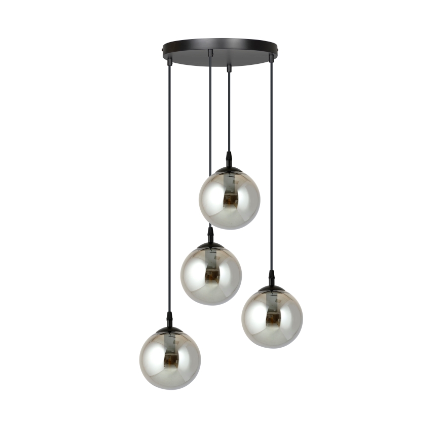 Lestenec na vrvici COSMO 4xE14/10W/230V pr. 40 cm črna/siva