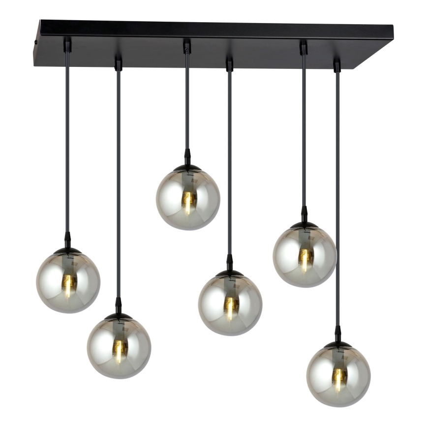 Lestenec na vrvici COSMO 6xE14/10W/230V črna/siva
