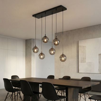 Lestenec na vrvici COSMO 6xE14/10W/230V črna/siva