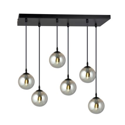 Lestenec na vrvici COSMO 6xE14/10W/230V črna/siva