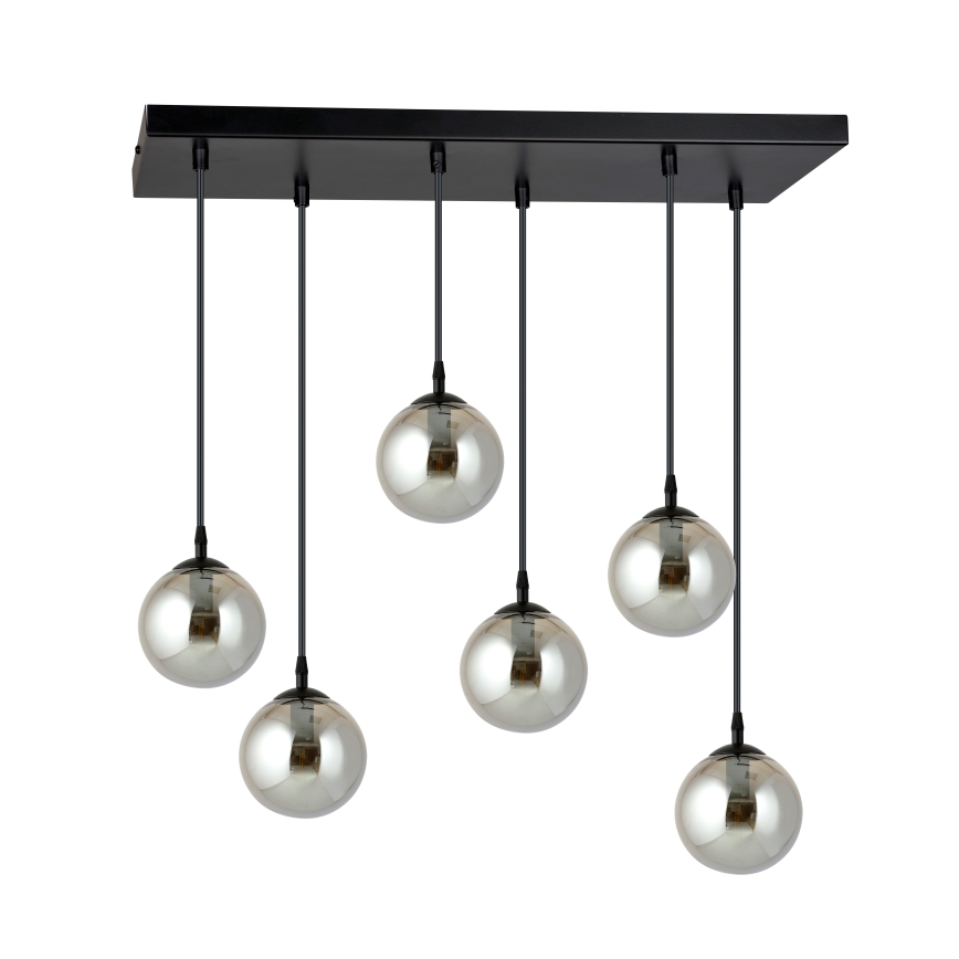 Lestenec na vrvici COSMO 6xE14/10W/230V črna/siva
