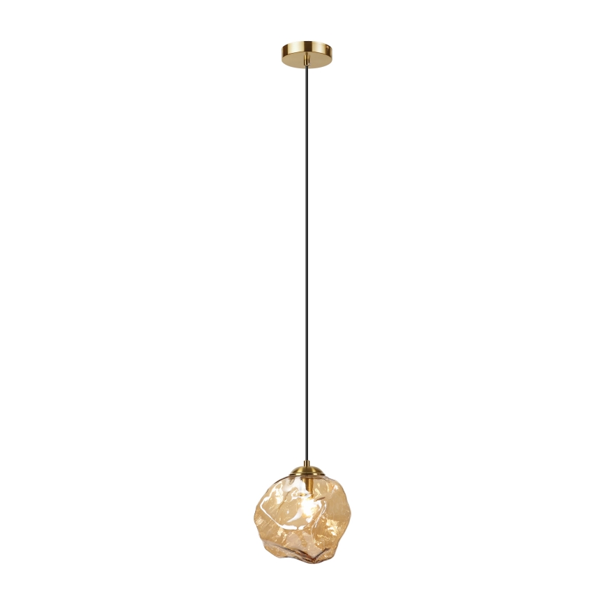 Lestenec na vrvici CRISTAL 1xE14/15W/230V medenina/dimno bež