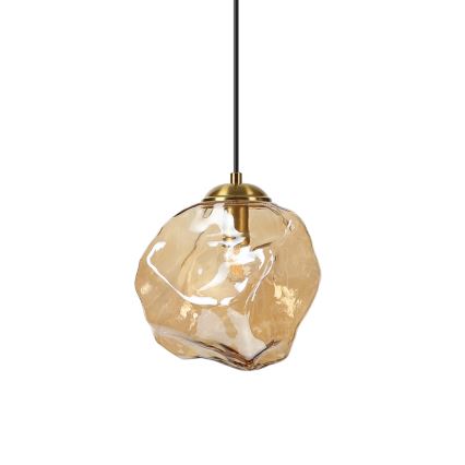 Lestenec na vrvici CRISTAL 1xE14/15W/230V medenina/dimno bež