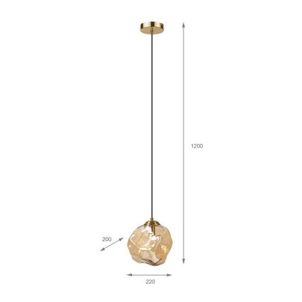 Lestenec na vrvici CRISTAL 1xE14/15W/230V medenina/dimno bež