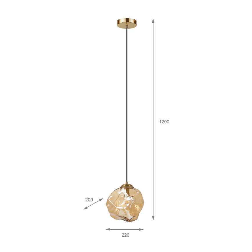 Lestenec na vrvici CRISTAL 1xE14/15W/230V medenina/dimno bež