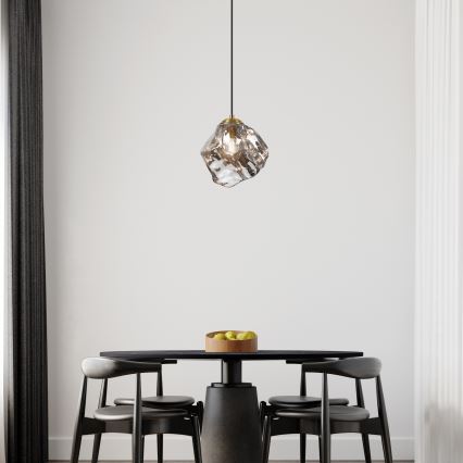 Lestenec na vrvici CRISTAL 1xE14/15W/230V medenina/dimno črna