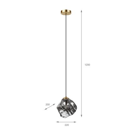 Lestenec na vrvici CRISTAL 1xE14/15W/230V medenina/dimno črna