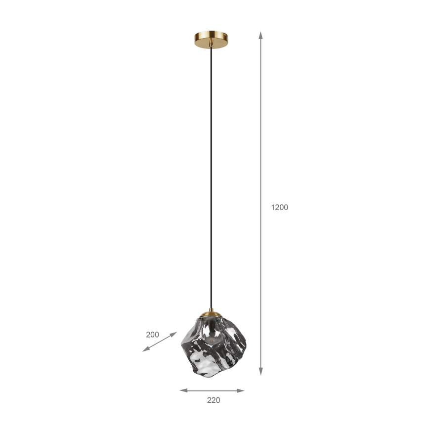 Lestenec na vrvici CRISTAL 1xE14/15W/230V medenina/dimno črna